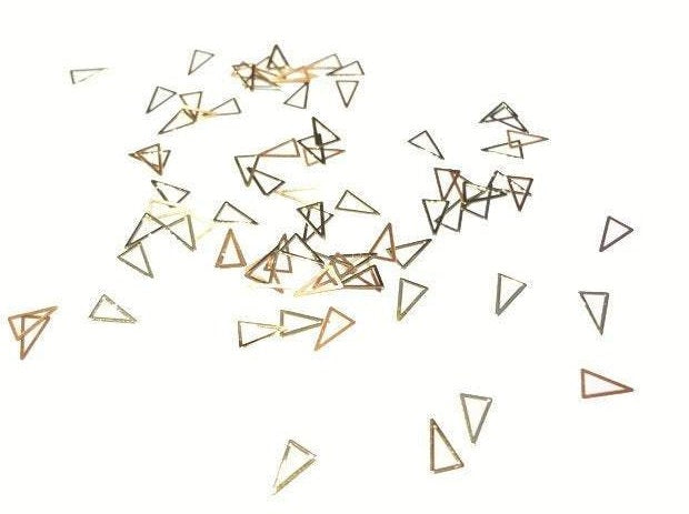 5x3mm Gold Hollow Triangles, Nail Art Slices