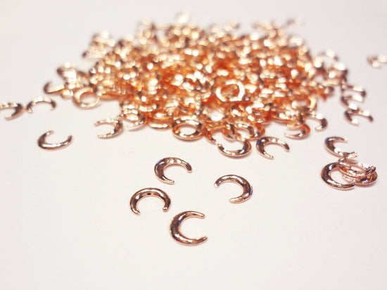 Load image into Gallery viewer, 5mm Rose Gold Crescent Moon Studs

