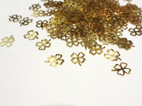 6x5mm Gold Hollow Four Leaf Clover, Nail Art Slices