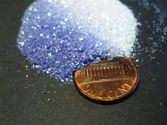 Load image into Gallery viewer, UV Activated Glitter, Iridescent to Periwinkle Blue, .015&amp;quot; Hex, 0.4mm, 1/64
