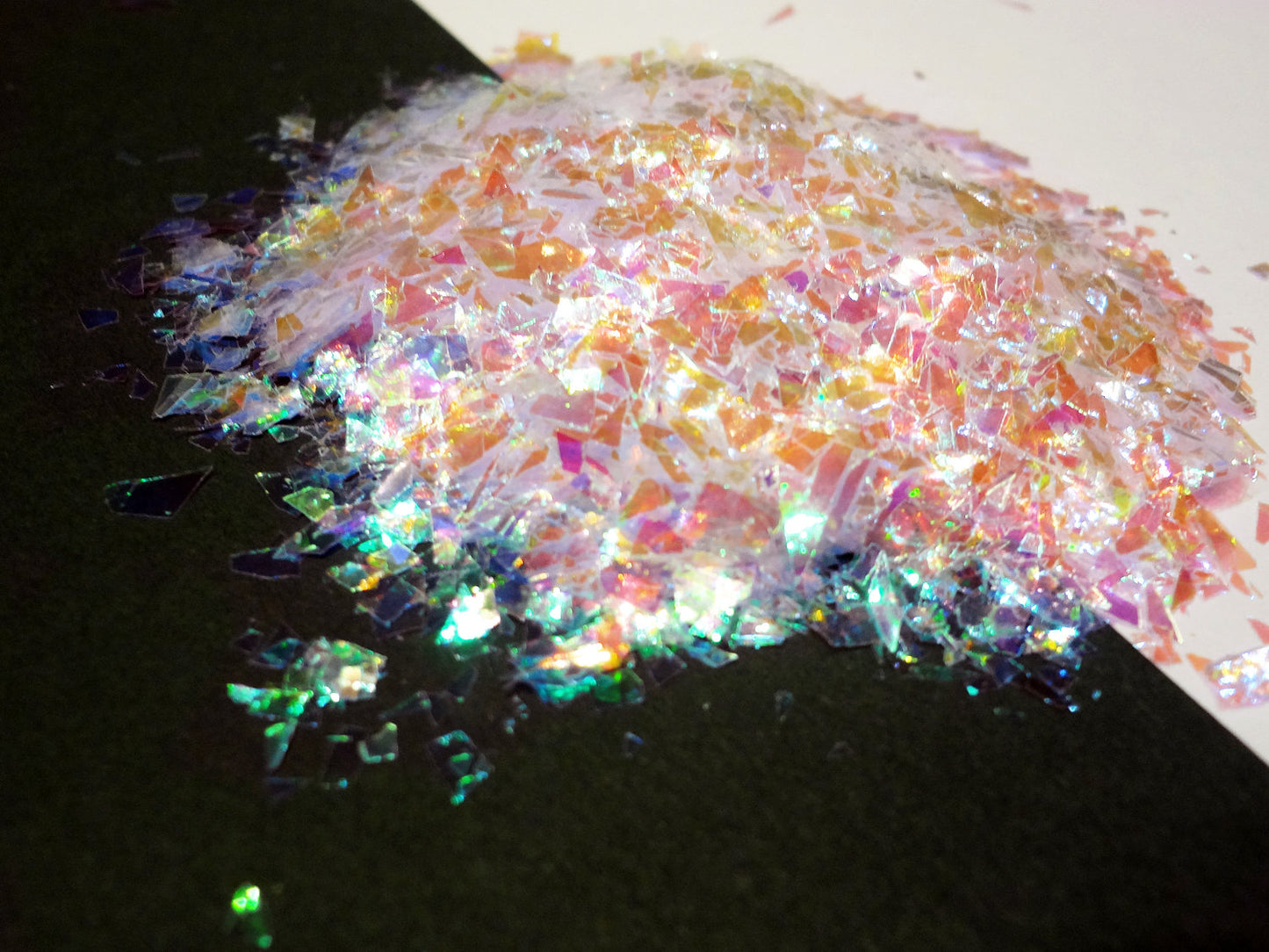 Iridescent Clear Pink Tint Mylar Flakes