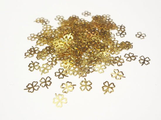 6x5mm Gold Hollow Four Leaf Clover, Nail Art Slices