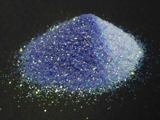 Load image into Gallery viewer, UV Activated Glitter, Iridescent to Periwinkle Blue, .015&amp;quot; Hex, 0.4mm, 1/64
