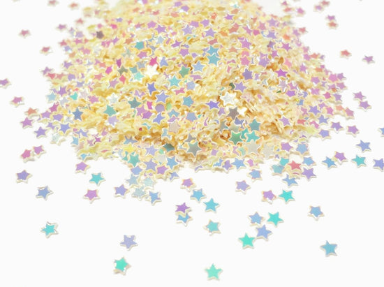 Iridescent Pastel Orange Tiny Star Sequins, 2mm