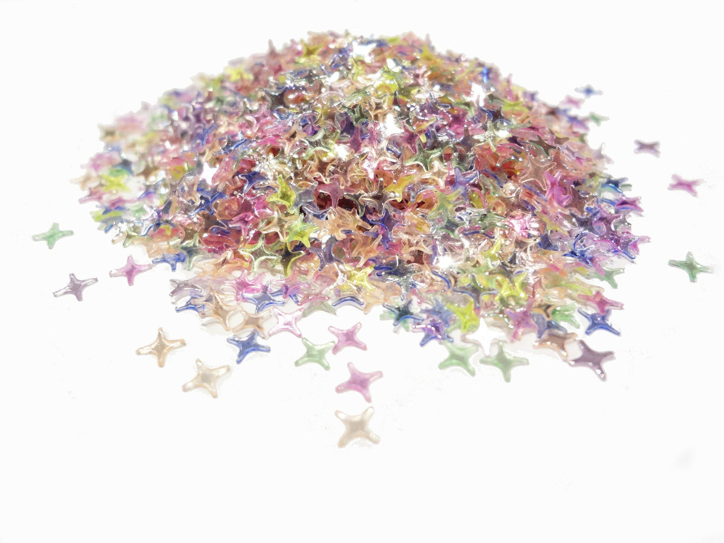 Translucent Pastel Rainbow Four Point Star Sequins, 4mm