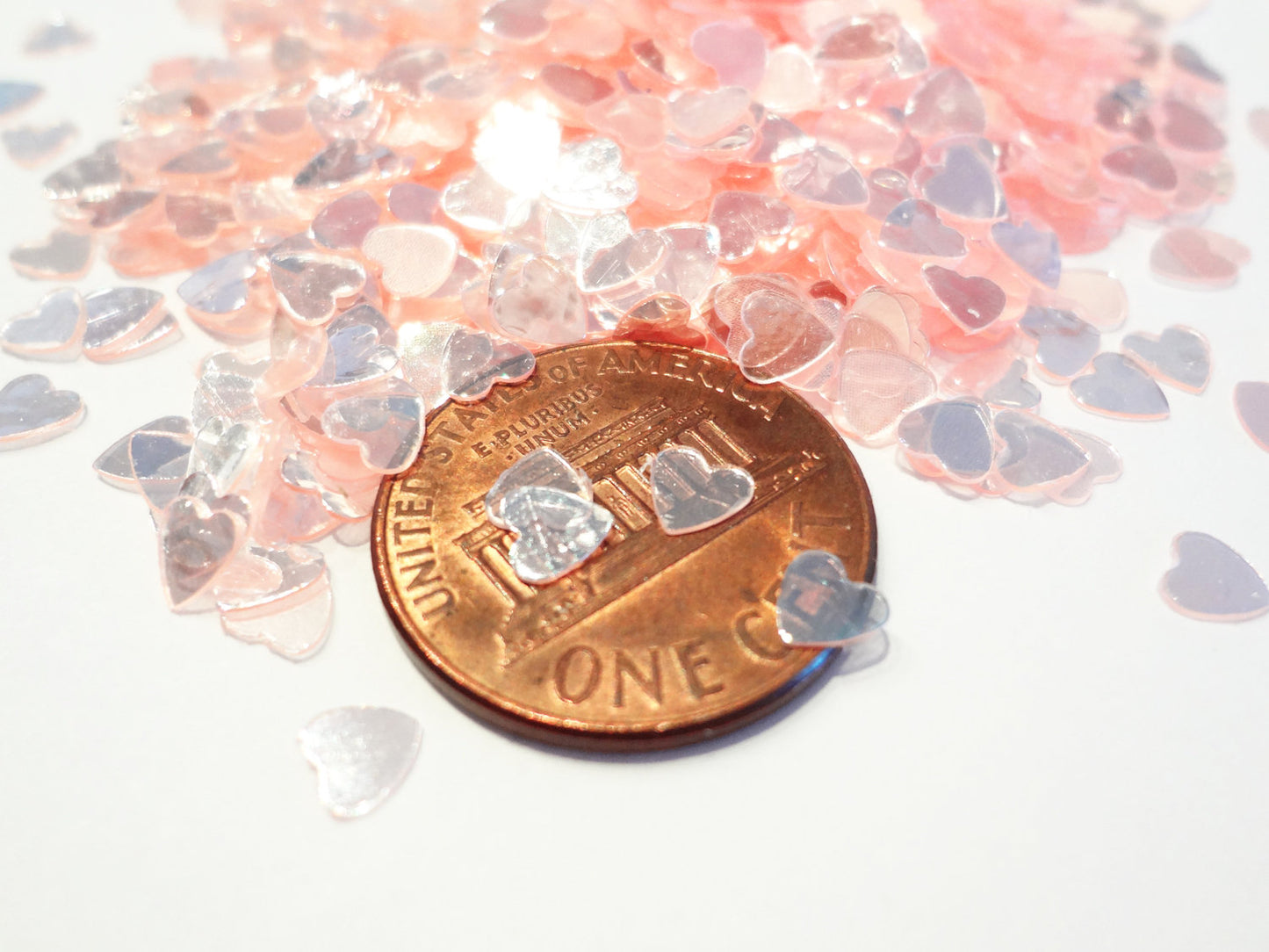 Clear Pink Heart Sequins, 4mm