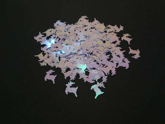 Iridescent White-Pink Shimmer Reindeer Sequins, 10x9mm