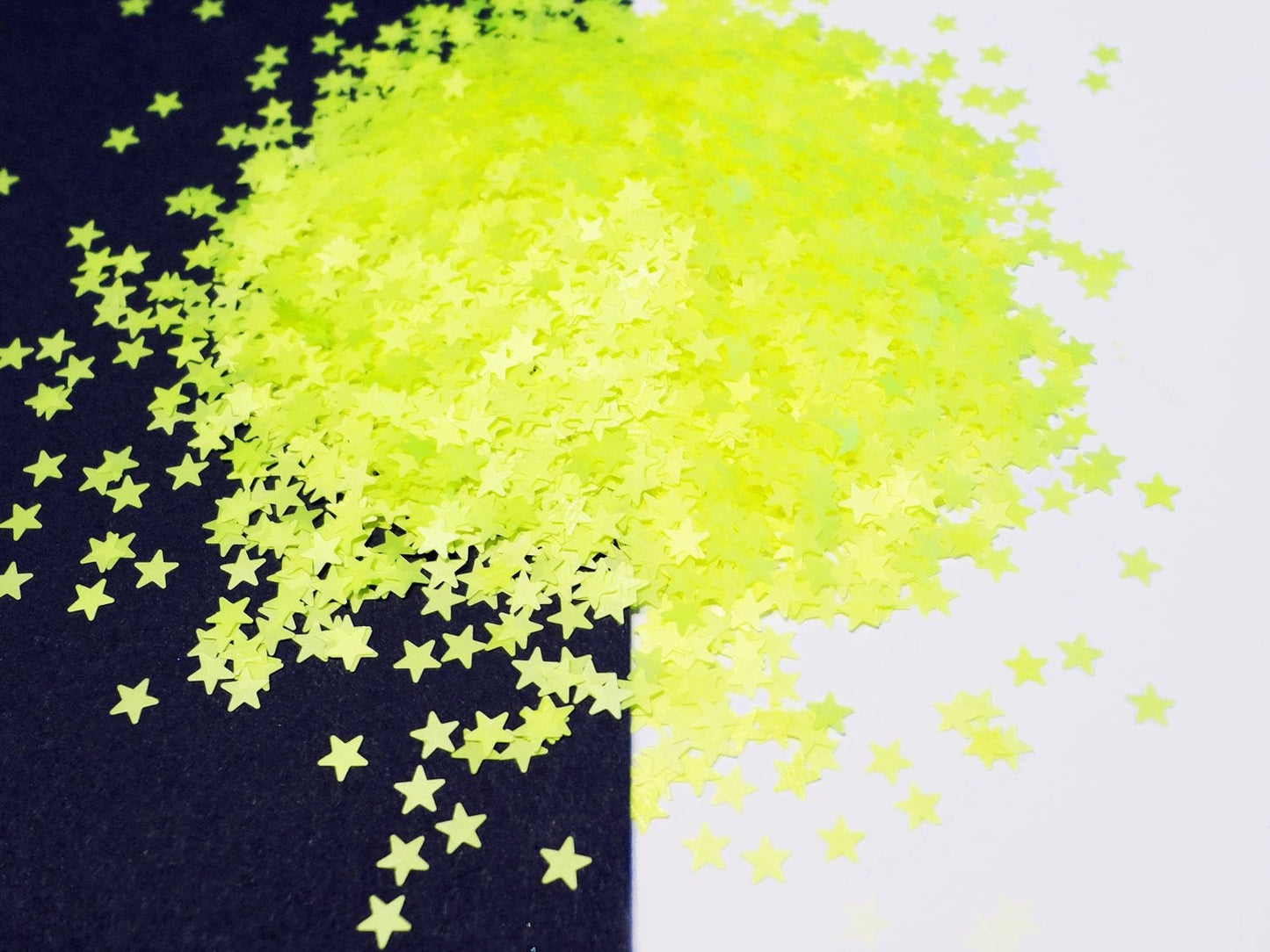 Matte Neon Yellow Star Glitter, 3mm