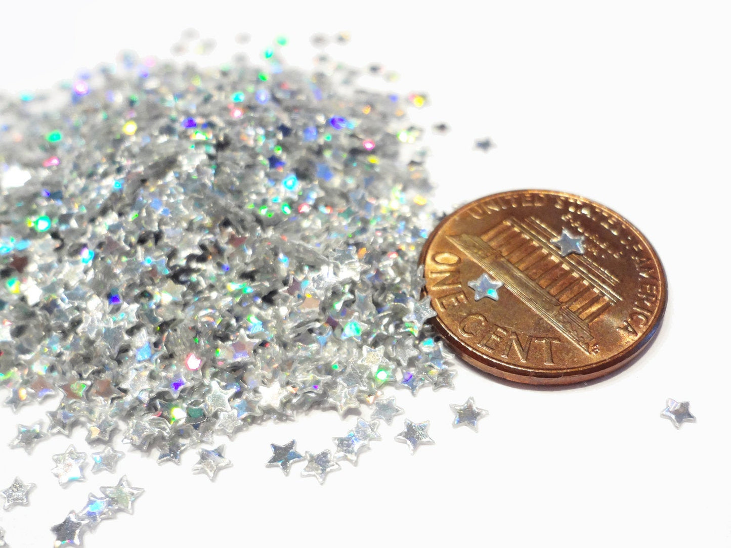 Holographic Silver Tiny Star Sequins, 2mm