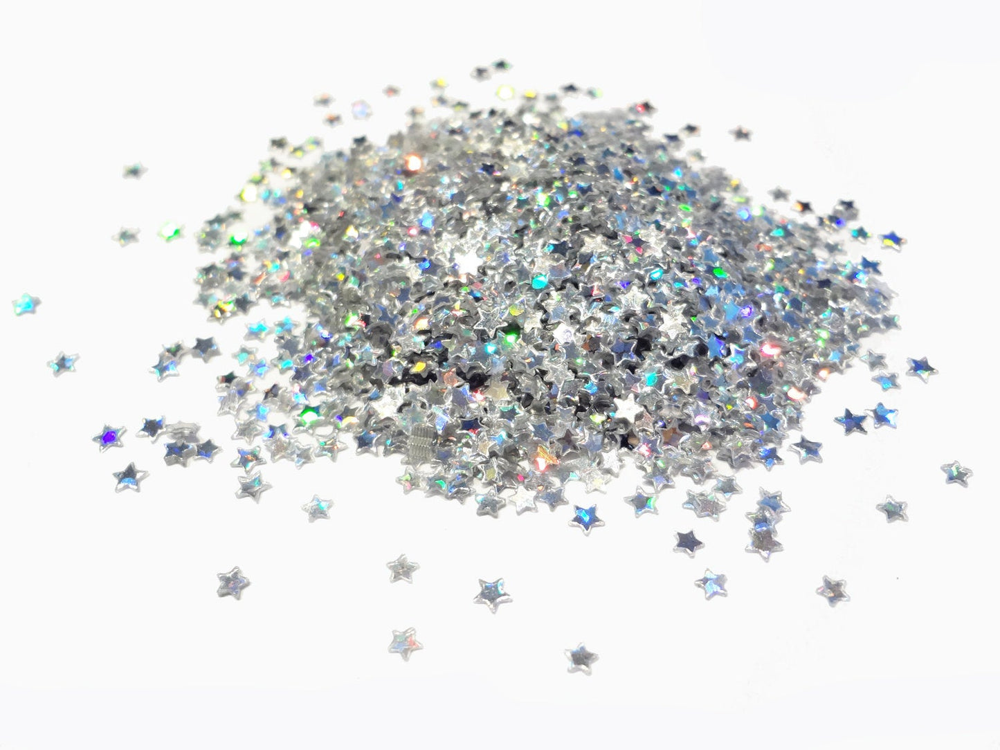 Holographic Silver Tiny Star Sequins, 2mm