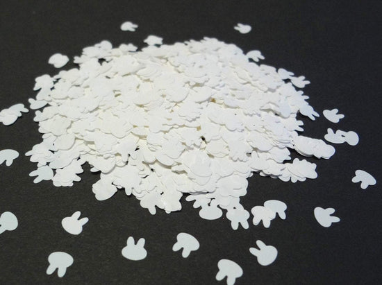 Glossy White Rabbit Shape Glitter, 4mm