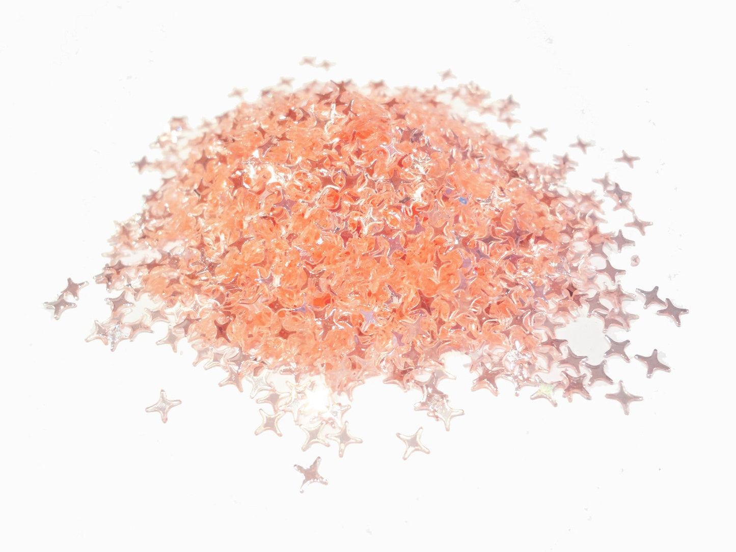 Translucent Apricot Pink Four Point Stars Sequins, 4mm