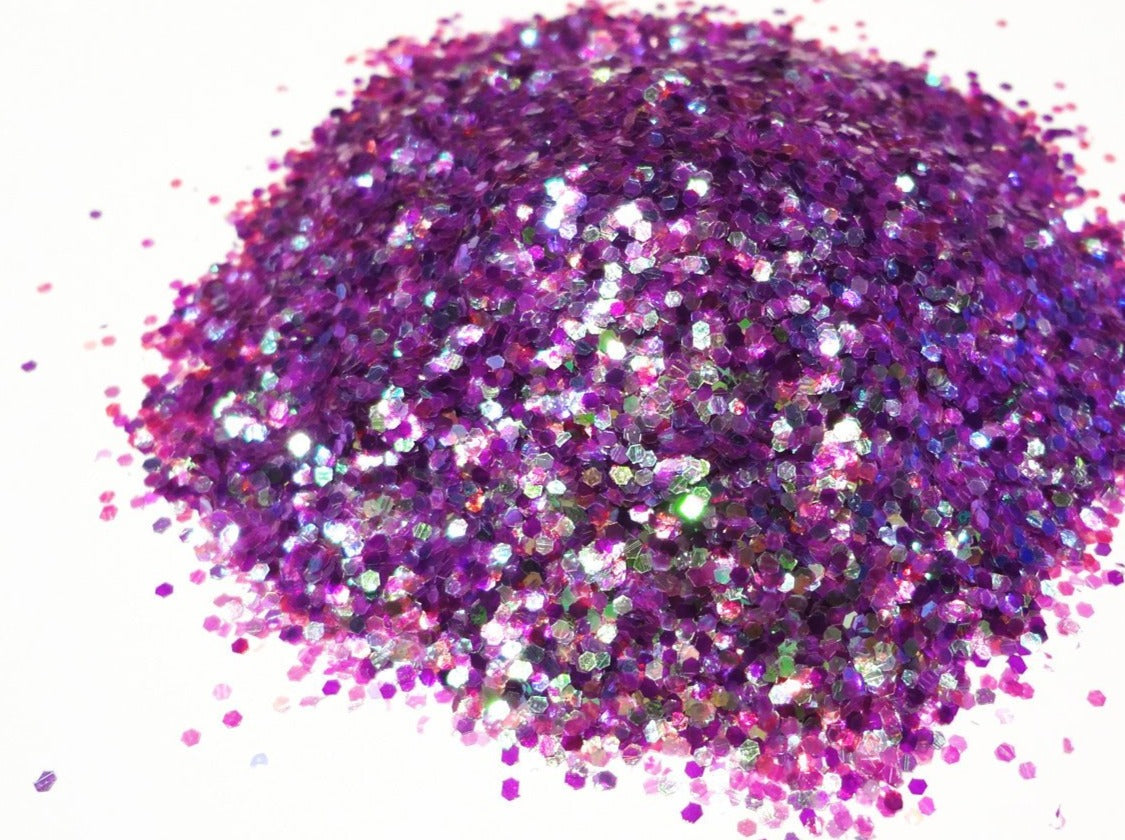 Iridescent Purple Mix Loose Glitter, .040" Hex, 1mm, 1/24 Solvent Resistant Glitter
