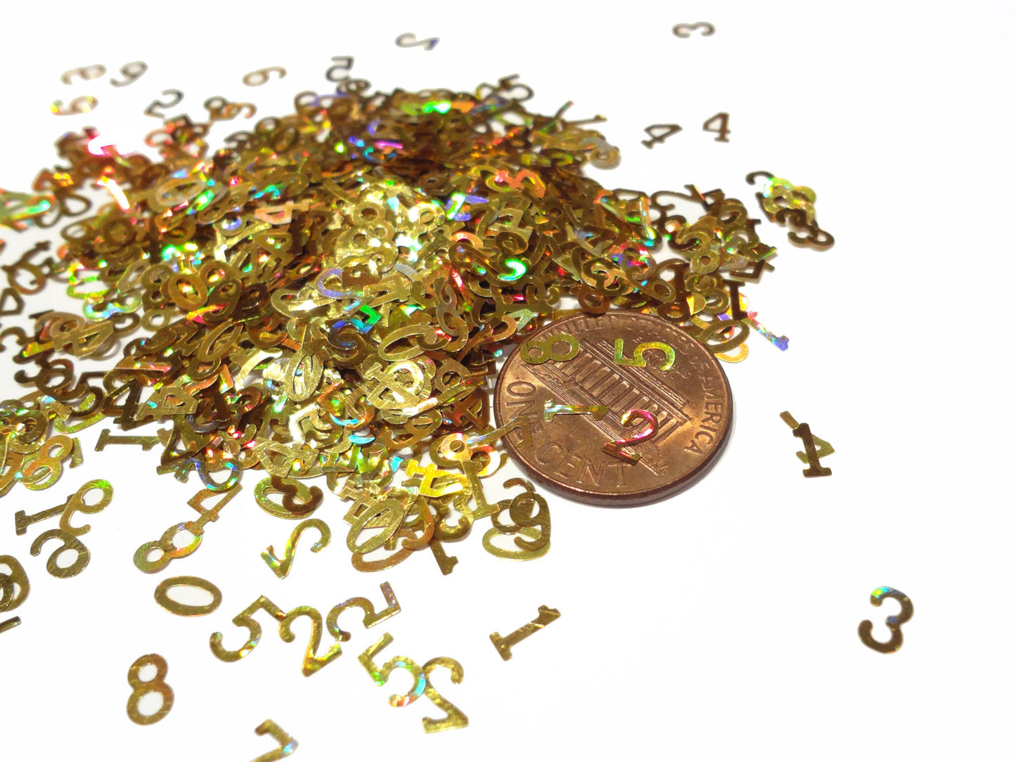 Holographic Gold Numbers Glitter, 5mm