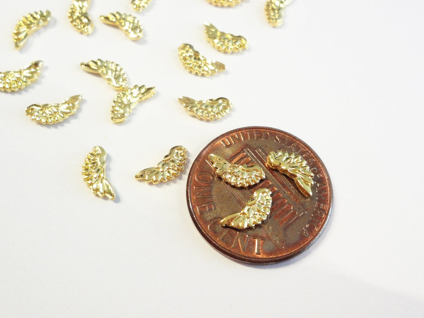 8x4mm 3D Gold Feather Wing