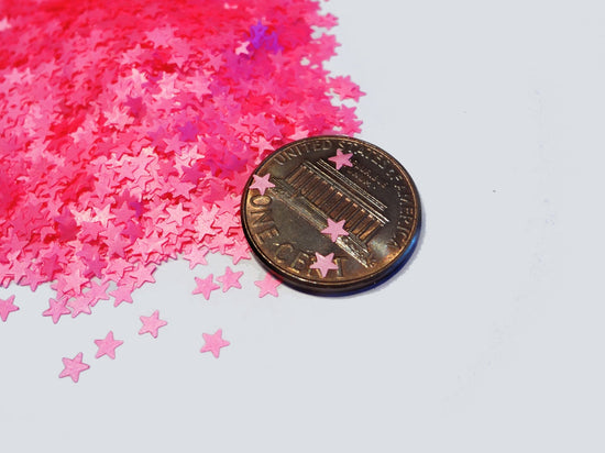 Matte Neon Pink Star Glitter, 3mm