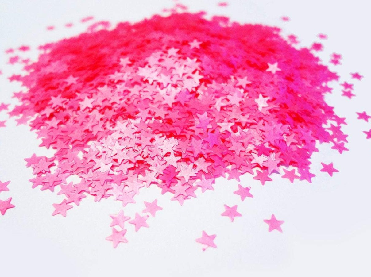 Matte Neon Pink Star Glitter, 3mm