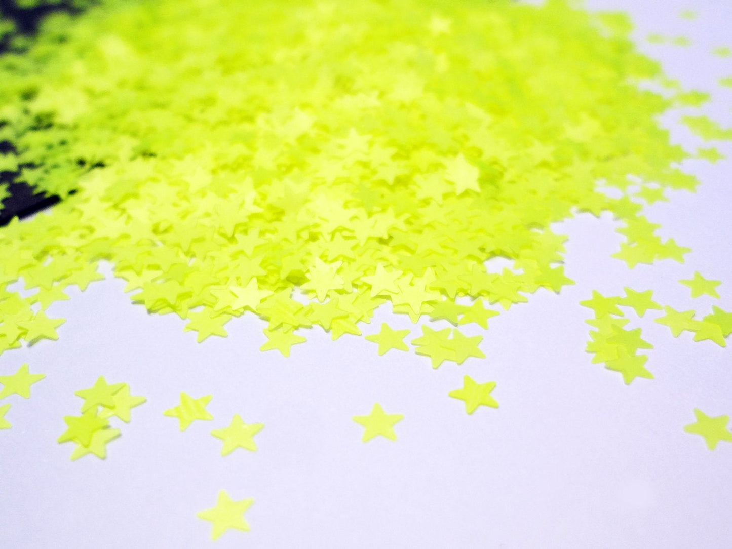 Matte Neon Yellow Star Glitter, 3mm