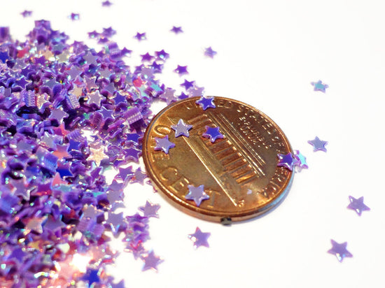 Iridescent Violet Purple Tiny Star Sequins Glitter, 2mm