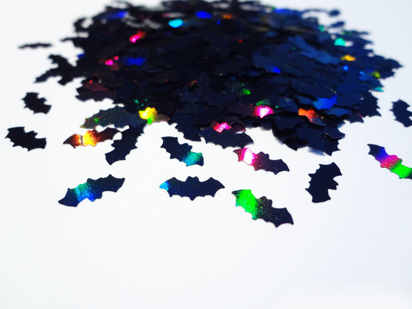 Holographic Black Chubby Bat Glitter, 10x4mm