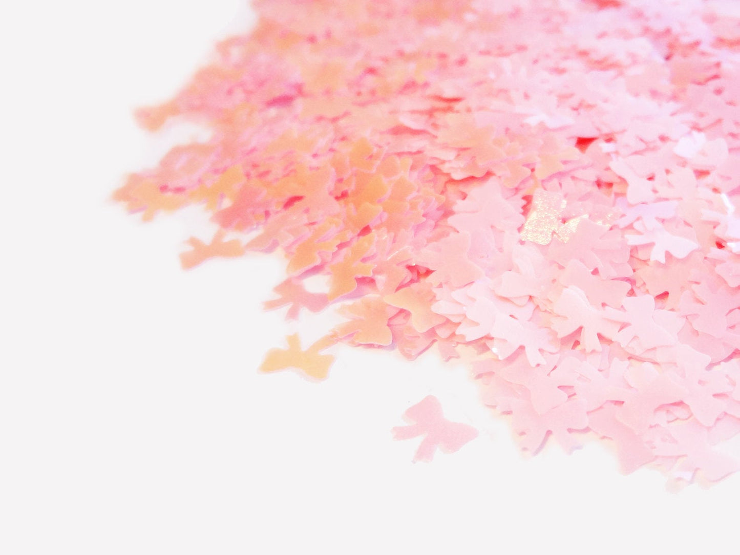 Iridescent Peach Pink Ribbon Glitter, 5x4mm
