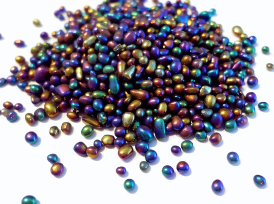 Dark Rainbow Oil Slick Glass Pebbles