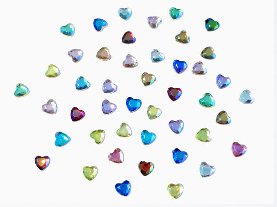 Iridescent Heart Flatback Rhinestones Mix