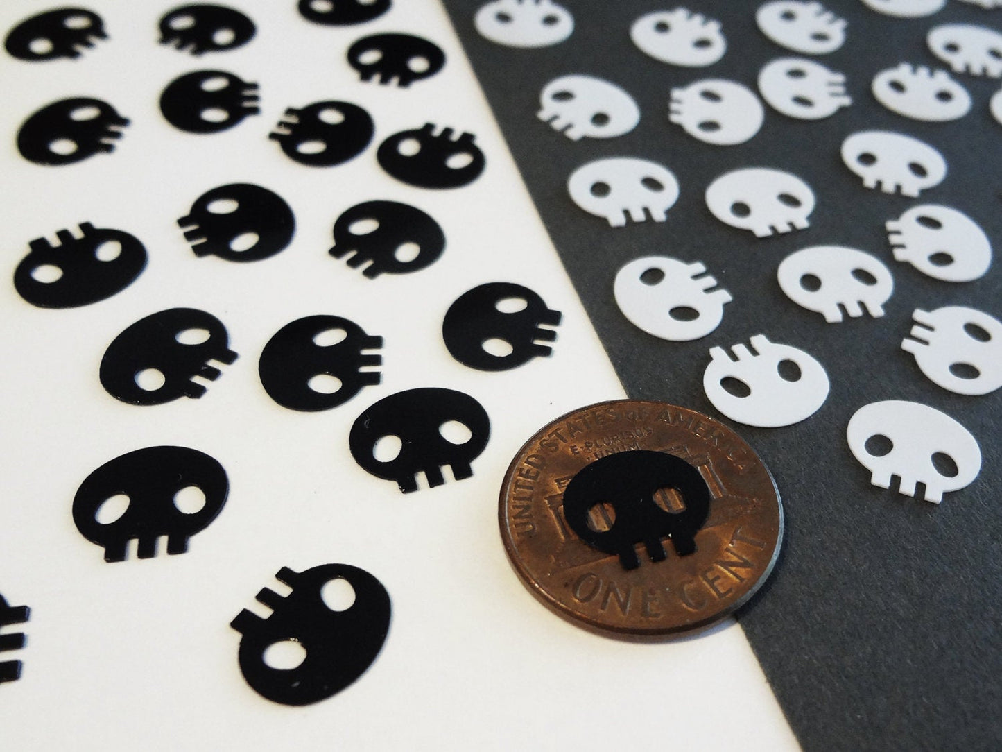 Load image into Gallery viewer, Skull Sequins, 10x9mm, Choose White, Black or Both

