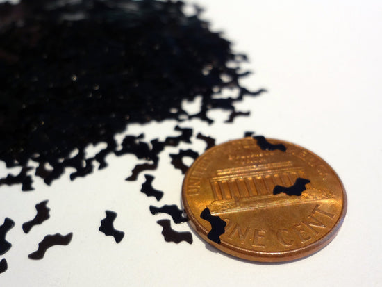 Glossy Black Tiny Bat Glitter, 5x2mm