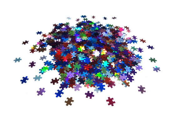 Holographic Multicolor Puzzle Pieces, 6x5mm