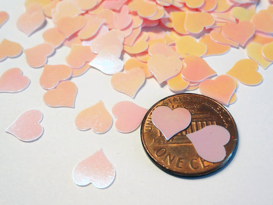 Iridescent Peach Pink Large Heart Glitter, 8mm
