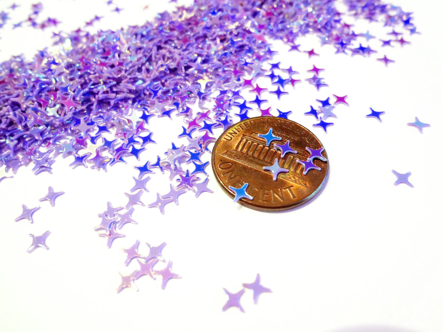 Iridescent Purple Four Point Stars Sequins, 4mm