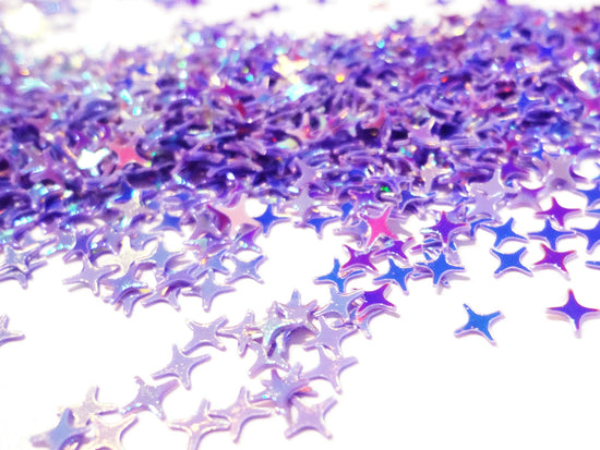 Iridescent Purple Four Point Stars Sequins, 4mm