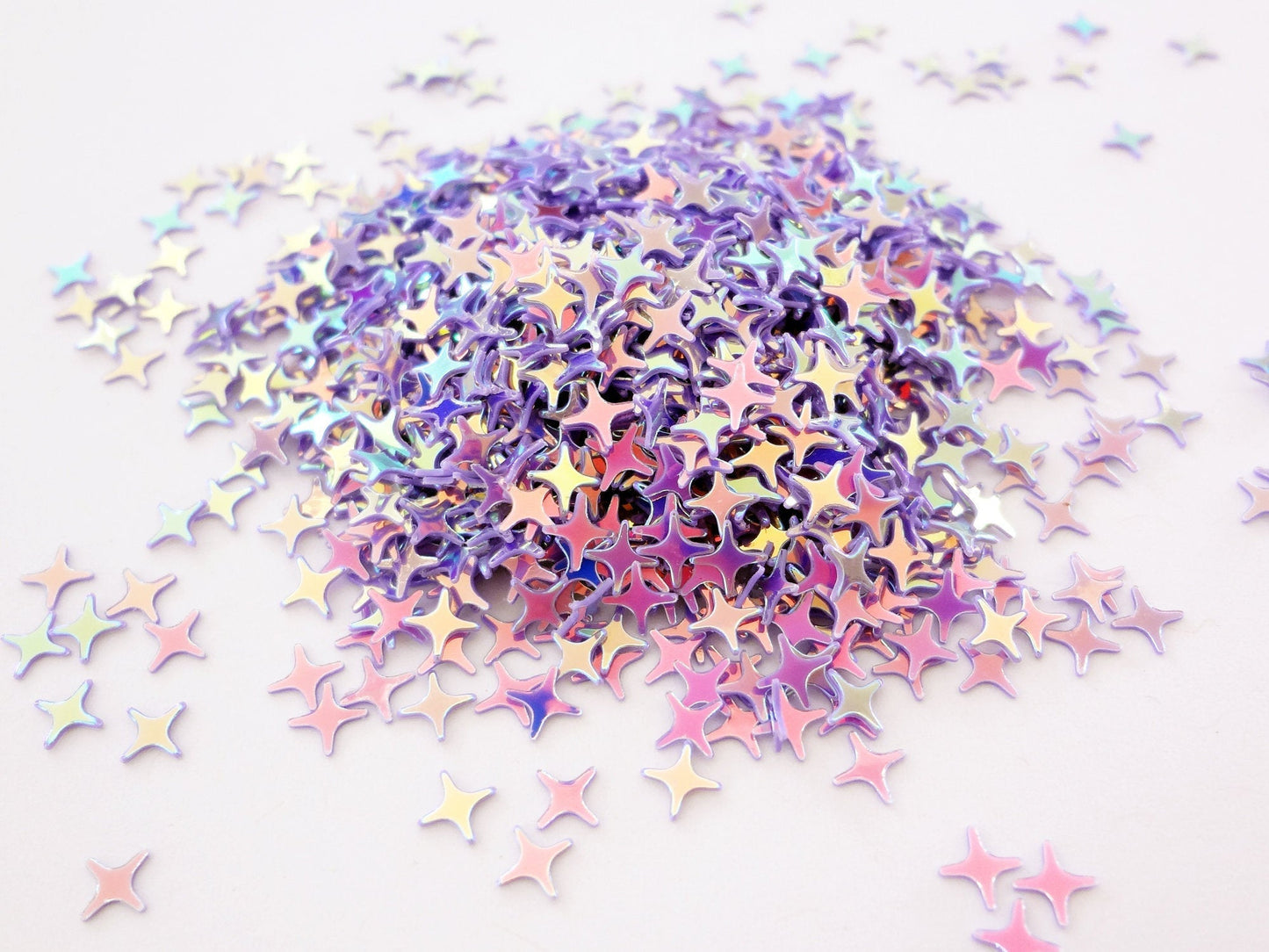 Iridescent Purple Four Point Stars Sequins, 4mm