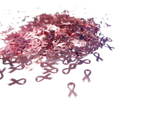 Breast Cancer Awareness Glitter, Sweet Pink, 8x3mm Ribbon Shape