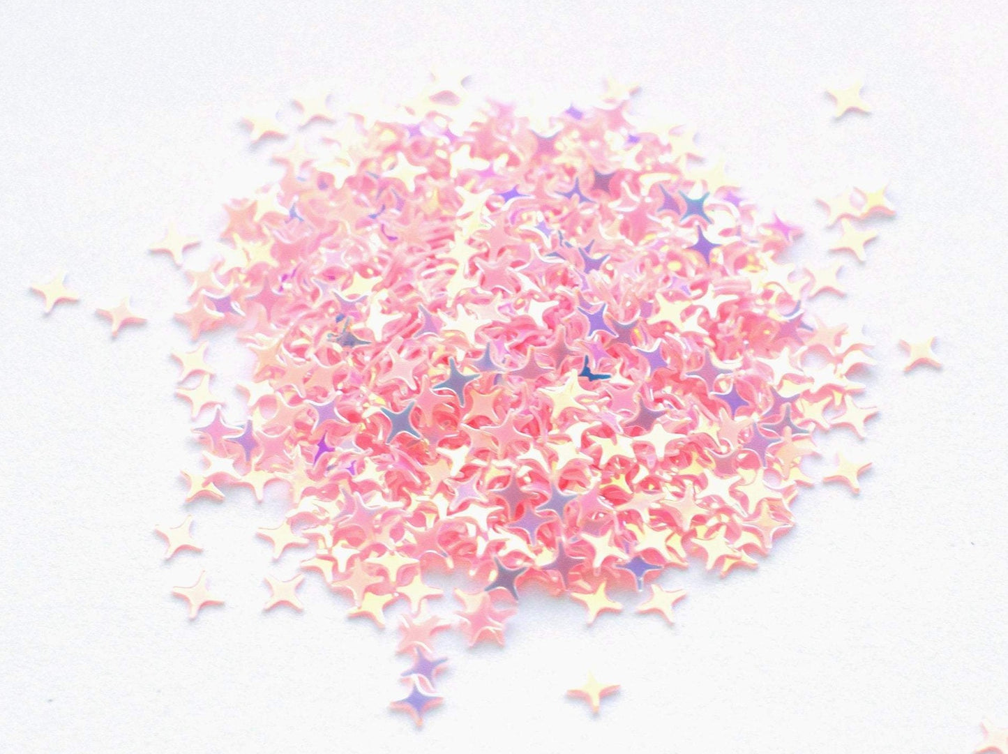 Iridescent Pastel Pink Four Point Stars Sequins, 4mm