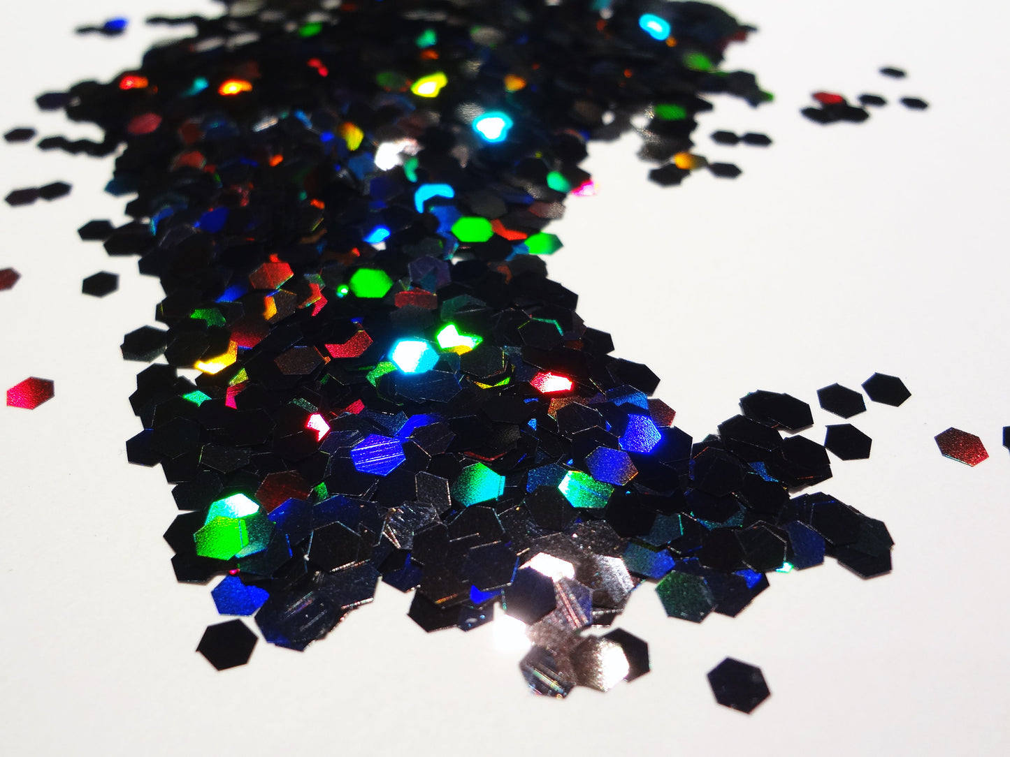 Holographic Laser Black Loose Large Glitter, .125" Hex, 3mm, 1/8