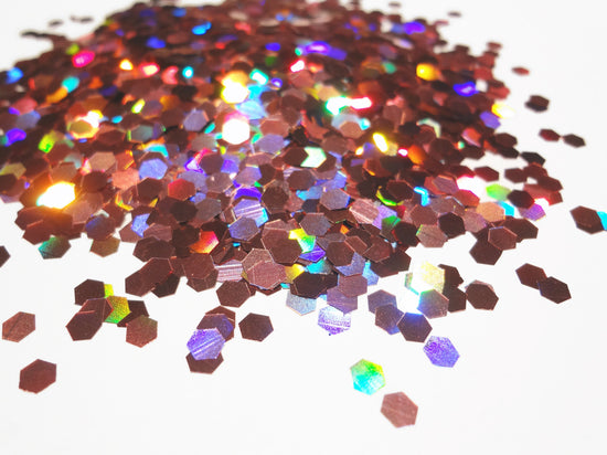 Holographic Laser Dusty Pink Loose Large Glitter, .125" Hex, 3mm, 1/8