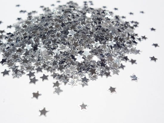 Metallic Silver Tiny Star Sequins, 3mm
