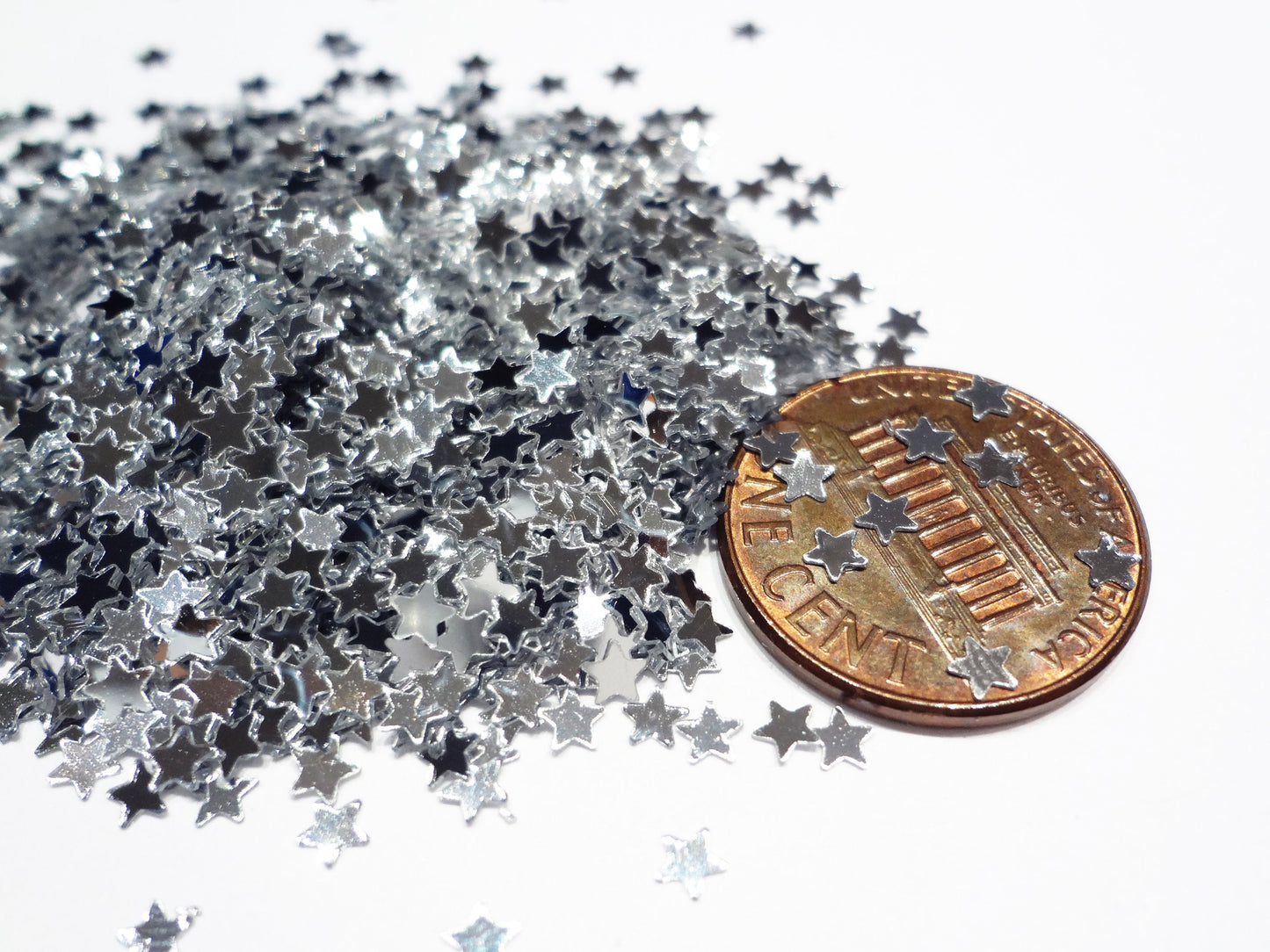 Metallic Silver Tiny Star Sequins, 3mm