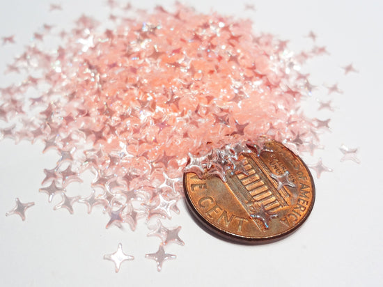 Translucent Light Pink Four Point Stars Sequins, 4mm