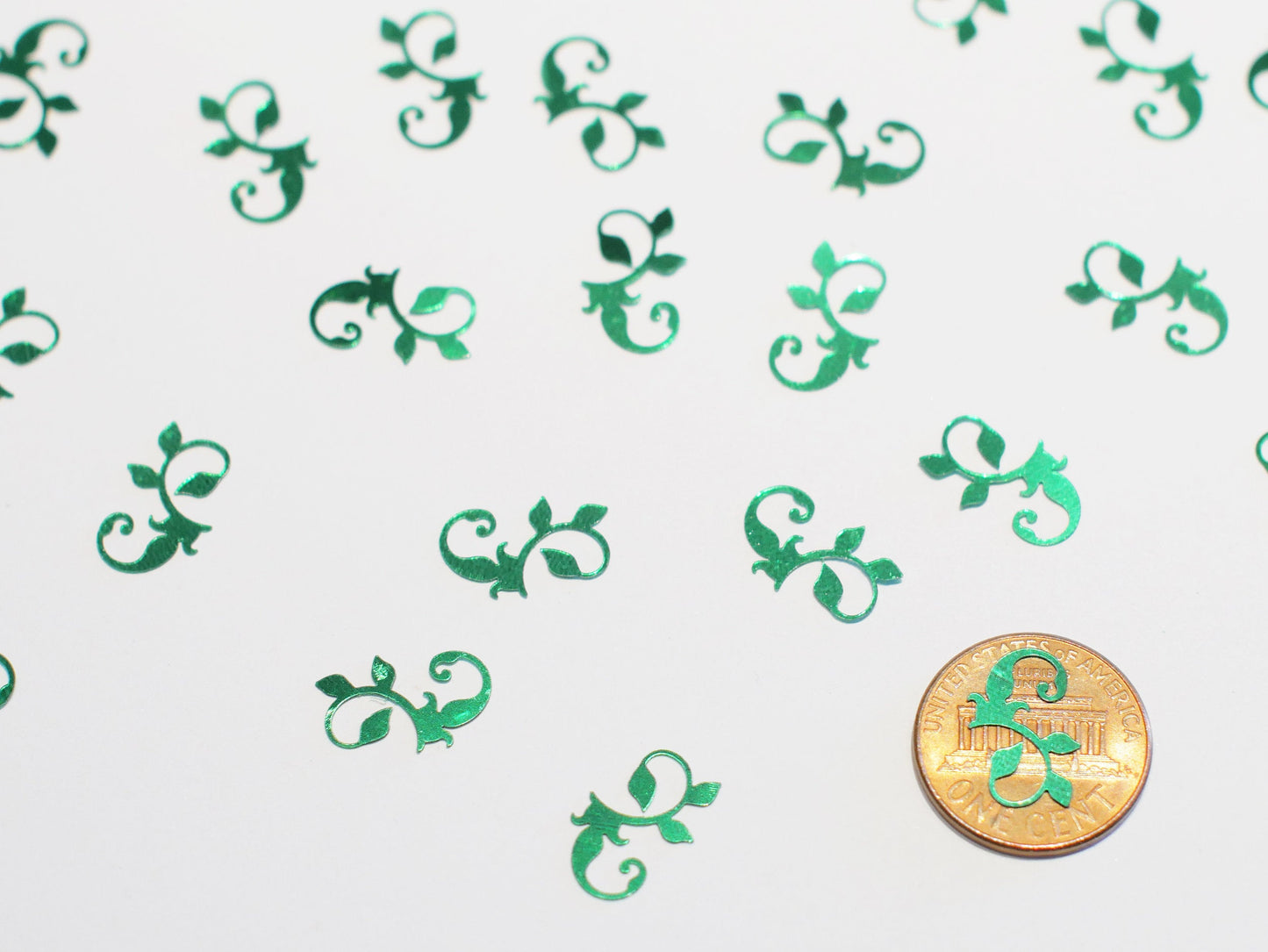 Metallic Green Vines Sequins, 14x9mm