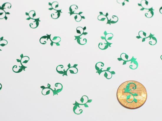 Metallic Green Vines Sequins, 14x9mm