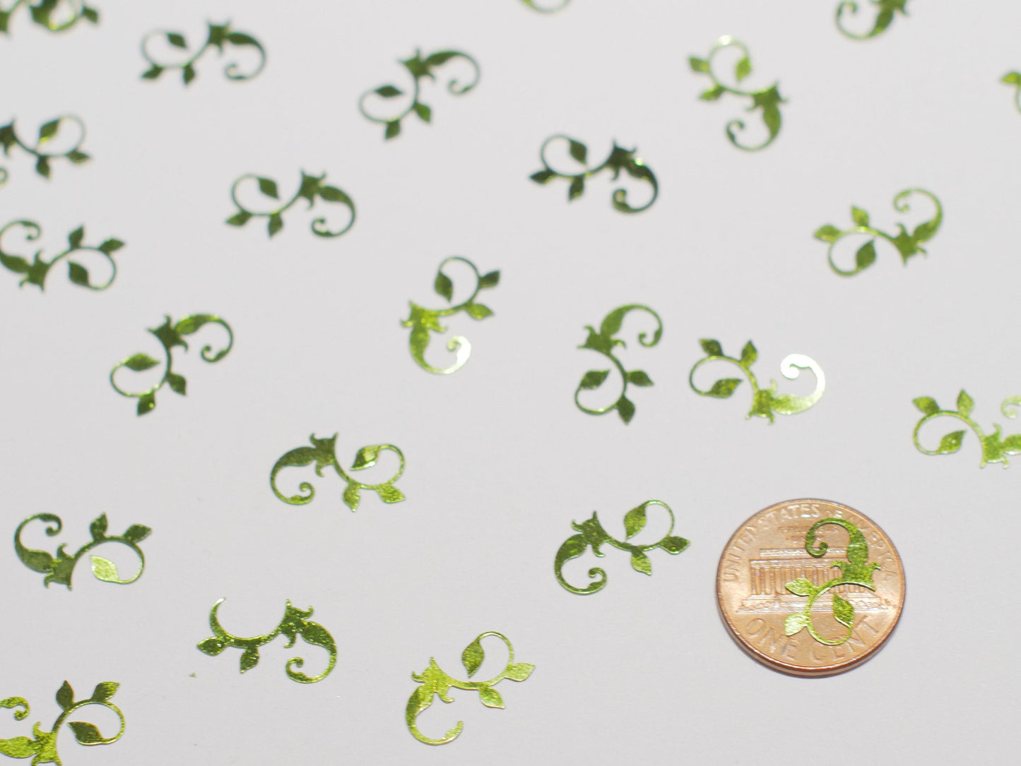 Light Metallic Green Vines Sequins, 14x9mm