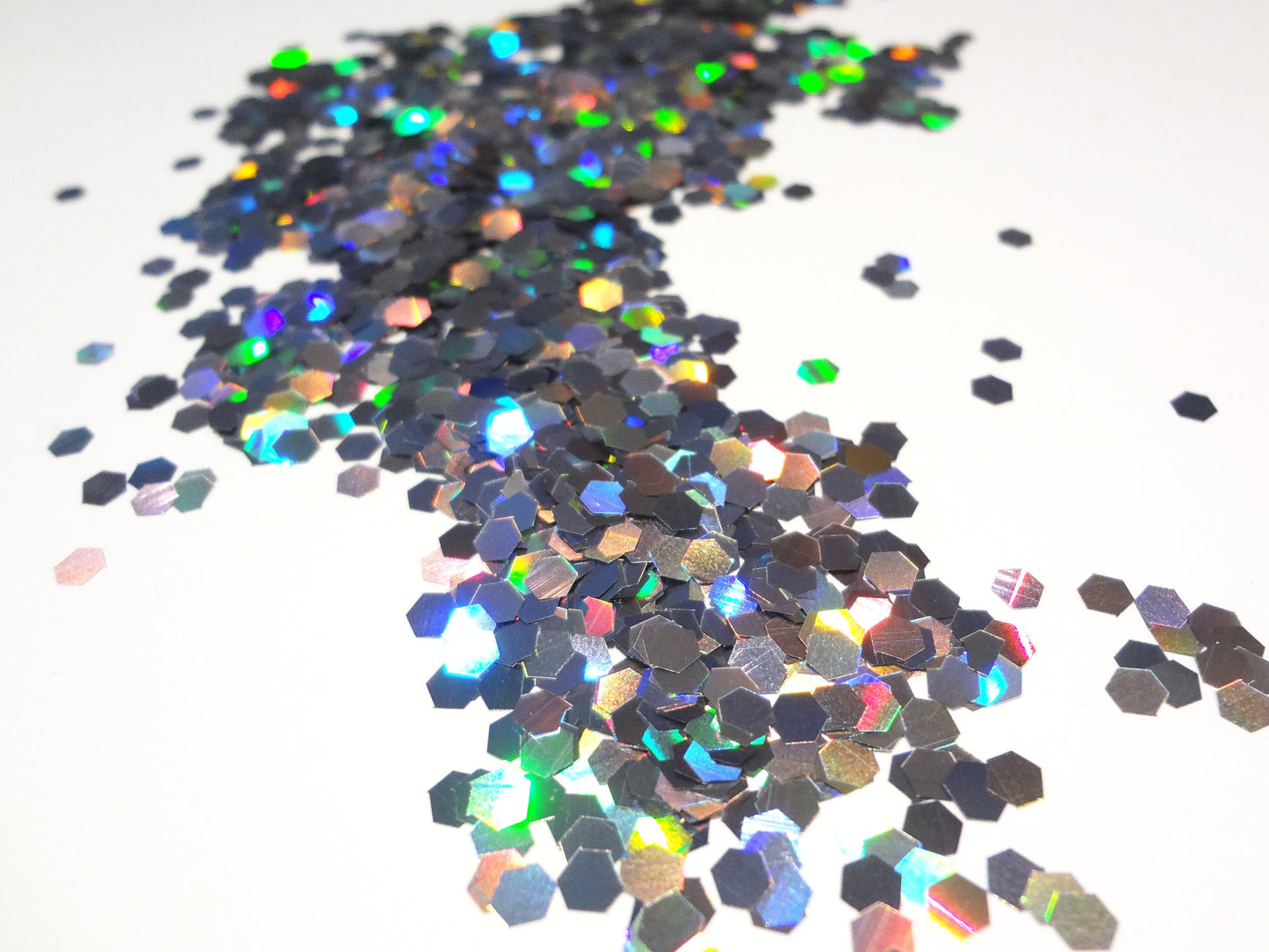 Holographic Laser Silver Loose Large Glitter, .125" Hex, 3mm, 1/8