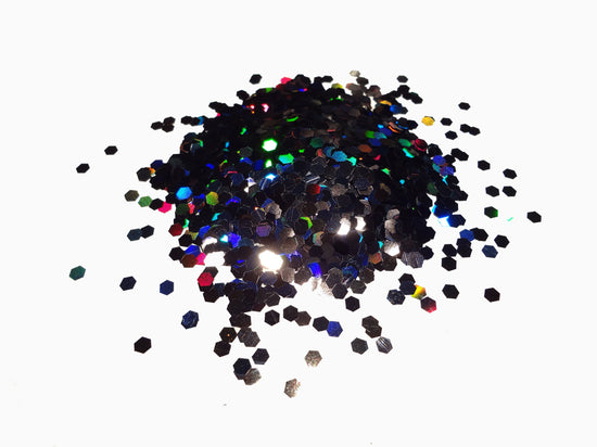 Holographic Laser Black Loose Large Glitter, .125" Hex, 3mm, 1/8