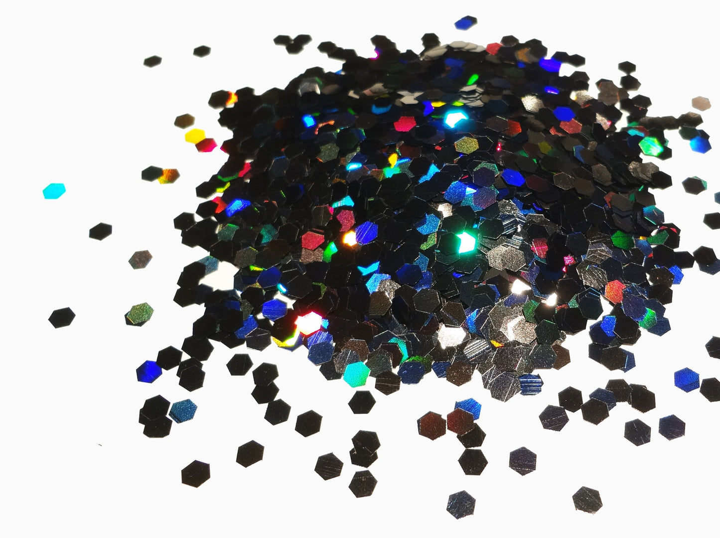 Holographic Laser Black Loose Large Glitter, .125" Hex, 3mm, 1/8