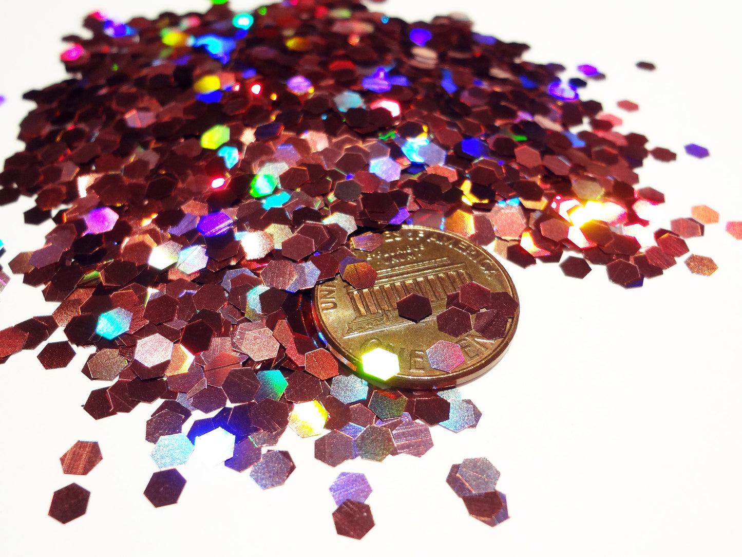 Load image into Gallery viewer, Holographic Laser Dusty Pink Loose Large Glitter, .125&amp;quot; Hex, 3mm, 1/8

