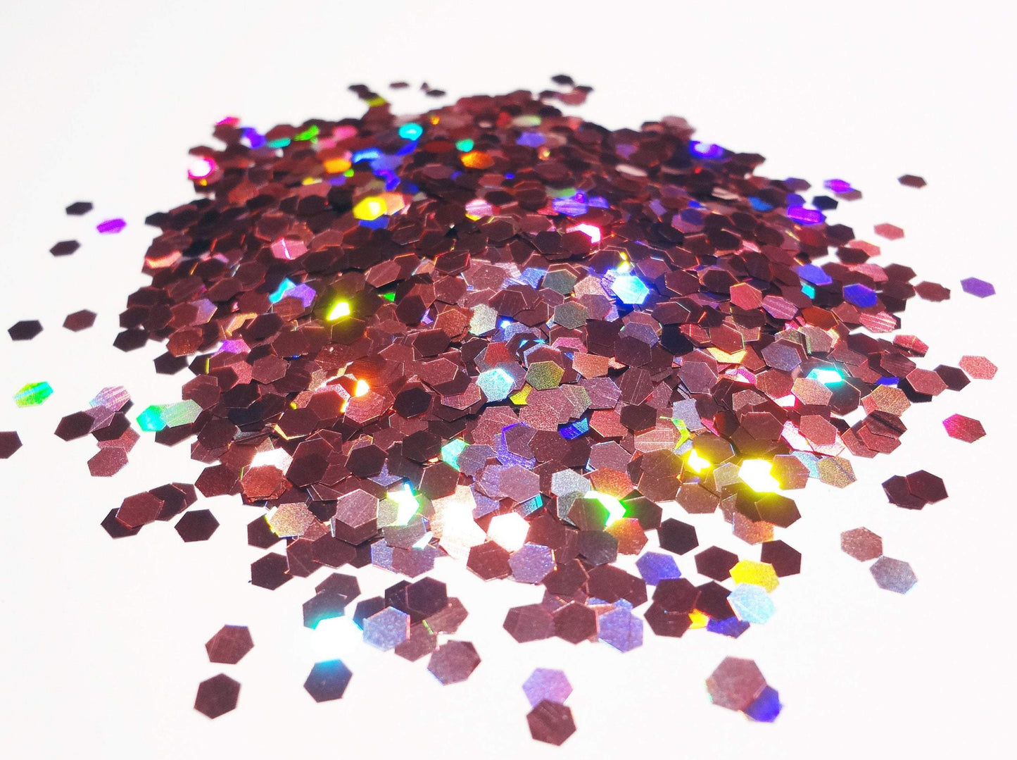 Holographic Laser Dusty Pink Loose Large Glitter, .125" Hex, 3mm, 1/8