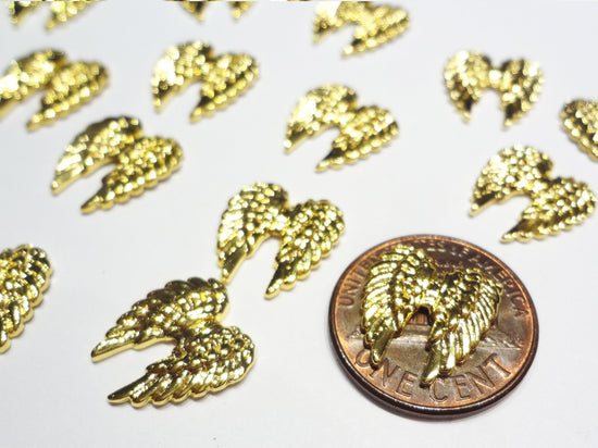 13x12mm 3D Gold Large Feather Wings